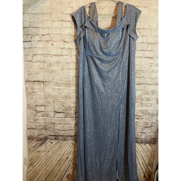 Dresses & Skirts - Nightway Dress 22W Icy Blue All Over Glitter Mother of The Bride Gown Slit Plus